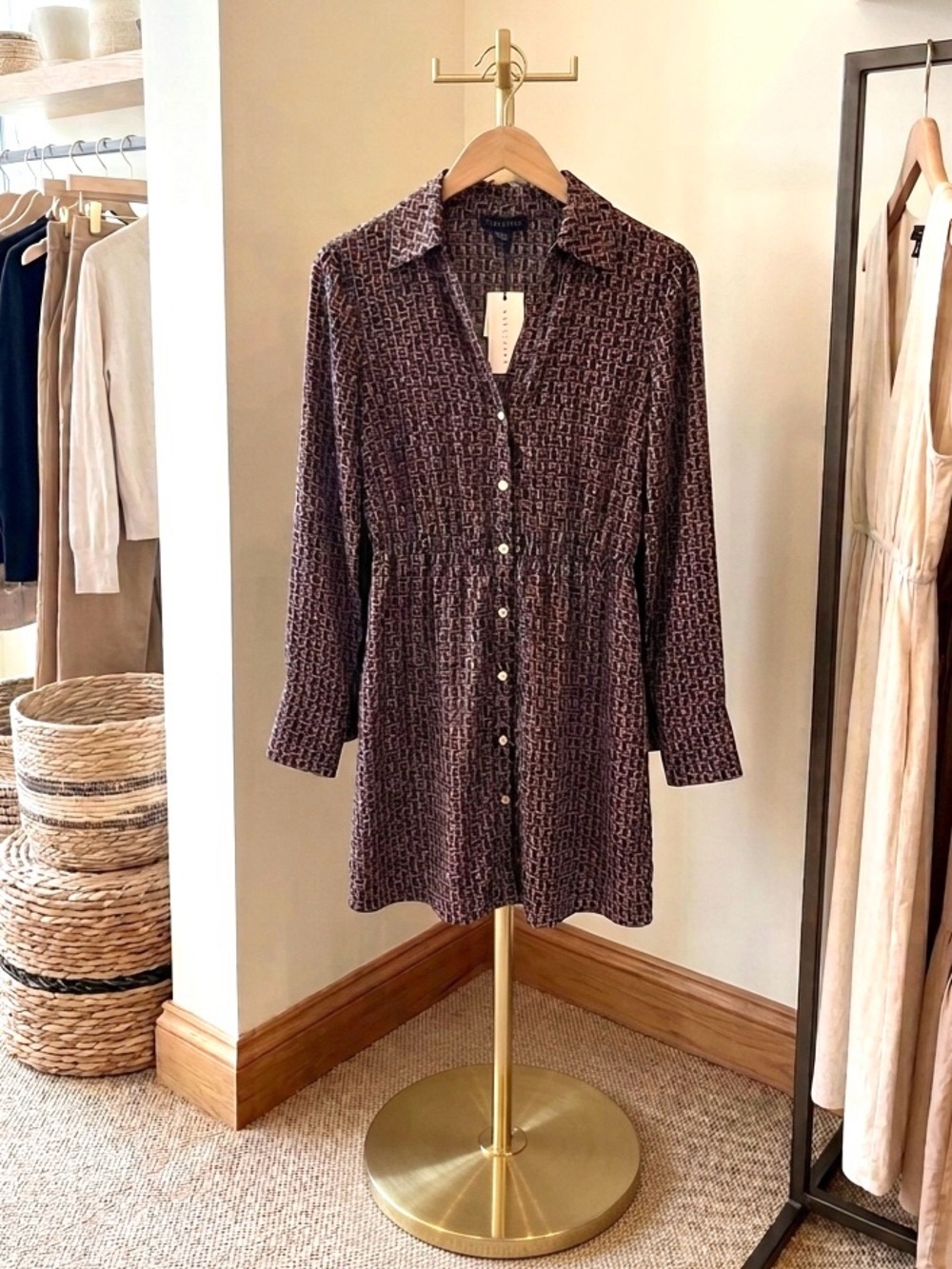 Sanctuary Brown Printed Midi Shirt Dress